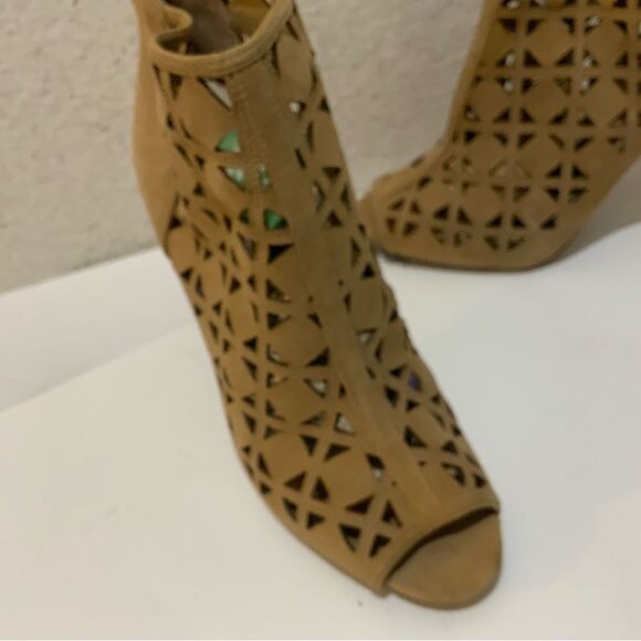 Michael Kors Tan Open Toe Suede Heeled Booties 7M - Picture 11 of 15